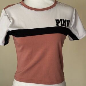 Pink Colorblock Women's cropped Top Size Medium
